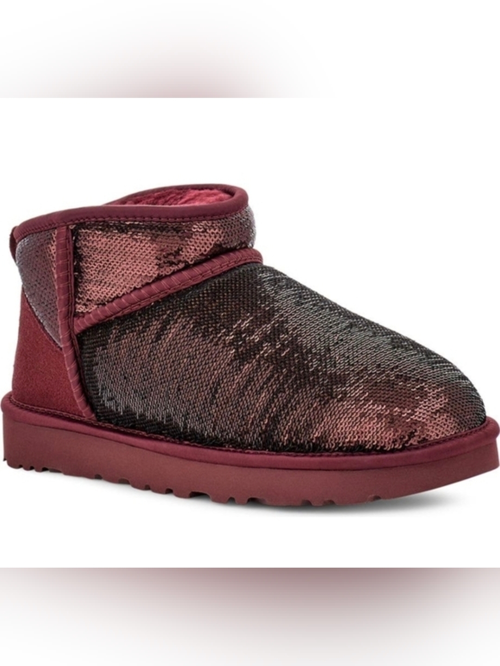 UGG Boots Women's 8 Classic Ultra Mini Mirror Ball Wild Grape Sequins Cozy